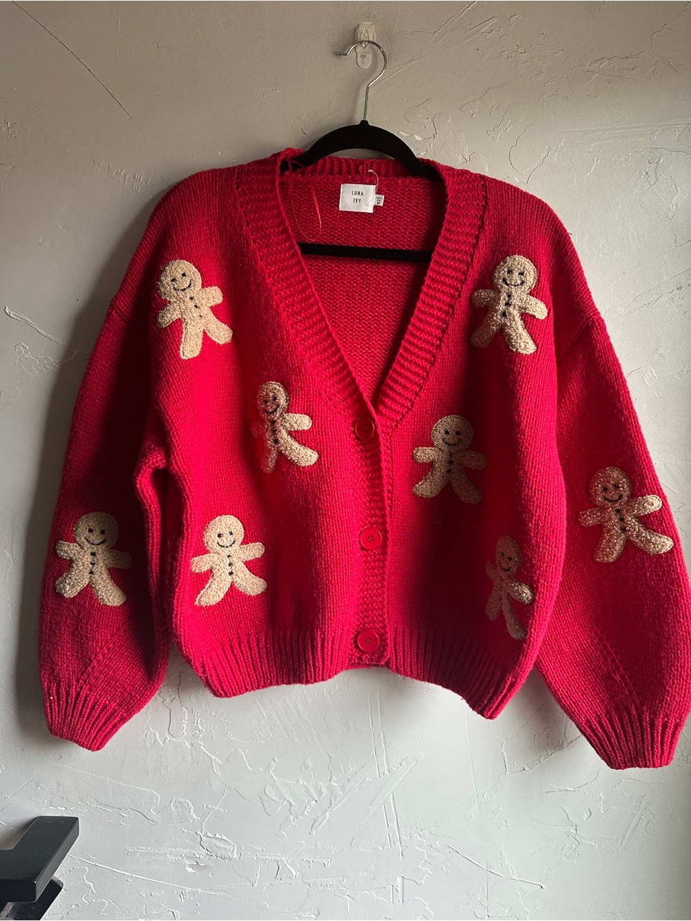 Luna Ivy Gingerbread Cardigan M Christmas Coquette Kitsch Novelty Sweater
